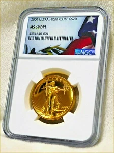 2009 UHR .9999 GOLD $20 NGC MS69 DPL DOUBLE EAGLE ONLY 77 POPULATION‼ NGC CENSUS - Picture 1 of 11