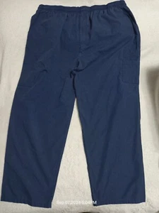Unisex Drawstring and Elastic Cargo Scrub Pants Charcoal - NAVY BLUE - 3XL - Picture 1 of 7