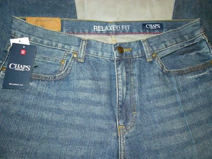 NEW CHAPS 34 x 32 jeans blue RELAXED FIT 100% COTTON men's nwt - Picture 1 of 10
