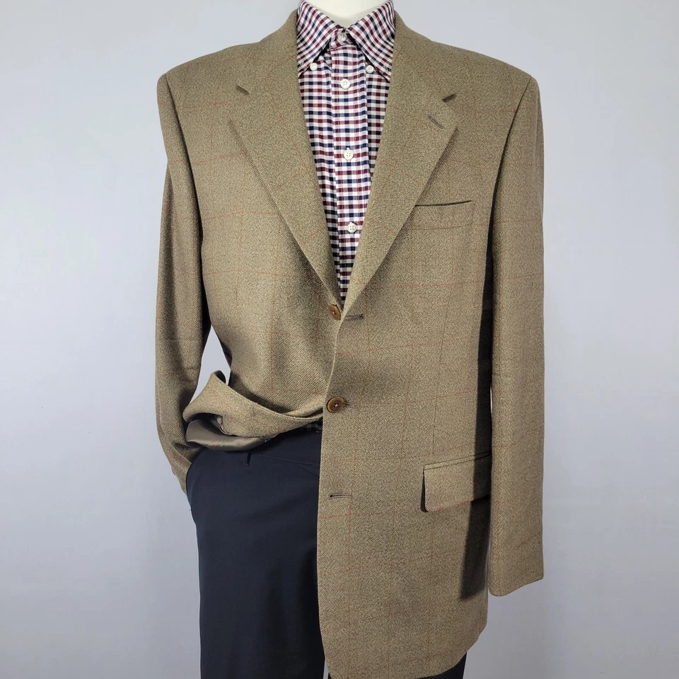 Brandini Le Collezioni Hombres Abrigo Deportivo Blazer Tres Botones Franela Cuadros Lana 42L Foto 1 de 4