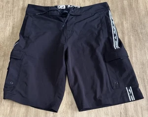 Pelagic Board Shorts Men's 32 Cargo Pocket Tie Front Swim Trunks 34 x 12 Black - Picture 1 of 11