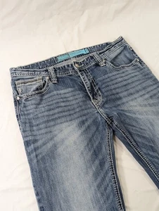 Rock & Roll Denim 33x33 (33x34 Etikett) Revolver Slim Straight Cowboy dicke Nähte  - Bild 1 von 9