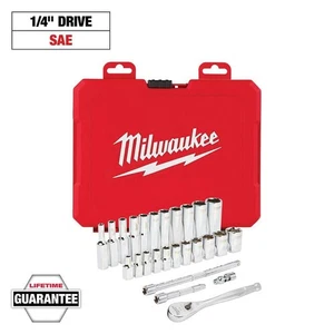 Milwaukee 1/4 in. Drive SAE Ratchet and Socket Mechanics Tool Set (26-Piece) - Picture 1 of 11