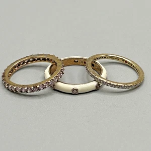 Hidalgo Diamonique Sterling Enamel 3pc Eternity Stack Ring Set #3 "Pinks" Sz8.25 - Picture 1 of 13