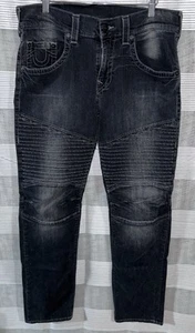 True Religion Jeans Men’s Size 34 Moto Stitch Grey Charcoal Geno Slim - Picture 1 of 8