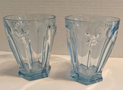Set of 2 Lenox Butterfly Meadow Bee Old Fashioned Drink Glasses 4 3/8" - Blue - Image 1 of 4