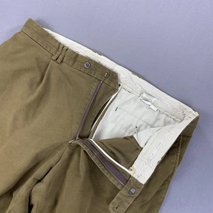 Barbour Pants Mens 42x32 Brown Stretch Cotton Chino Trousers Pleated Front Prep - Picture 1 of 21