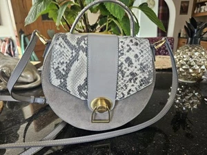 JOULES LANGON GRAU MINI LEDER SADDLE SCHULTER CROSSBODY UMHÄNGETASCHE, SUPER! - Bild 1 von 8