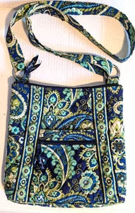 Vera Bradley gesteppte Umhängetasche Schultertasche blau grün Blumenmuster Medium 11" x 11" - Bild 1 von 7