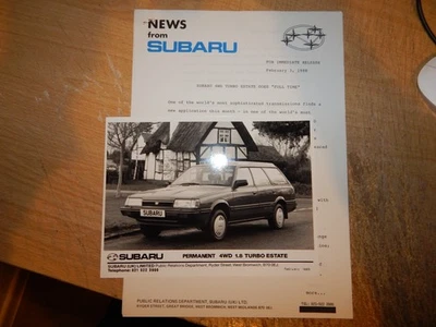 SUBARU UK press release & photo - 3 February 1988 Turbo Permanent 4WD Estate - Image 1 of 4