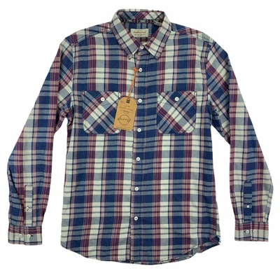 Weatherproof Vintage Mens Burnout Flannel Plaid Button Down Shirt Patriot Blue S - Image 1 of 4