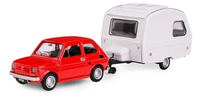 Fiat 126p + Camper Niewiadow N126 Polish Car Model Toy Diecast 1:43 Scale Daffi