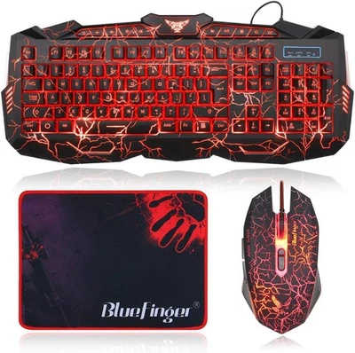 BlueFinger Backlit Gaming Keyboard and Mouse Combo,USB Wired M100  - Image 1 of 4