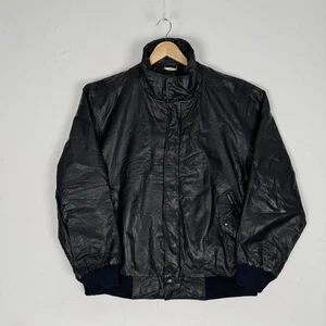 Members Only Leather Flight Jacket Pilot Bomber Biker Black Full Zip Men’s XLT - Picture 1 of 9