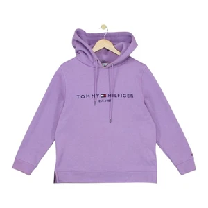 Tommy Hilfiger Sudadera con Capucha Mujer Talla L Pullover Púrpura Bordado - Imagen 1 de 15