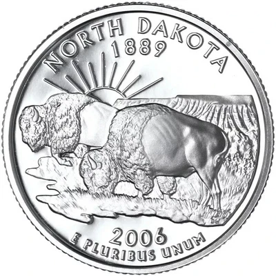 2006 S Silver Proof North Dakota State Quarter 90% Silver - Image 1 of 2