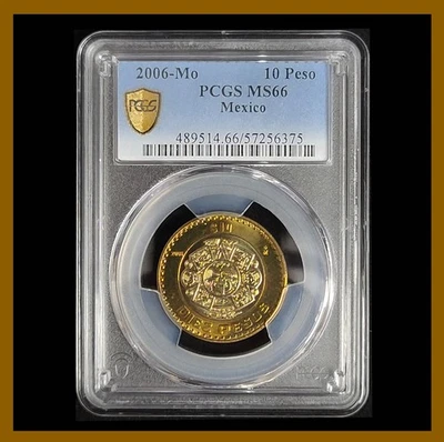 Mexico 10 Pesos Coin, 2006 Mo PCGS Gold Shield MS 66 - Image 1 of 2