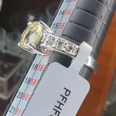 925 Sterling Silver Ring,Citron Feldspar and White topaz with COA size P - Image 1 of 4