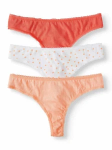 Secret Treasures Thongs 3 Pair Size X-Small (4) Orange Dots White Orange NEW - Picture 1 of 3