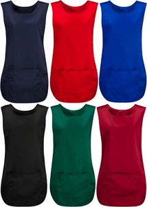 Womens Plain Front Pocket Sleeveless Tabrad Cleaning Catering Apron Vest Top - Picture 1 of 7