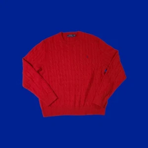 Roter Polo Ralph Lauren Pullover mit Zopfmuster Größe Xl - Bild 1 von 4