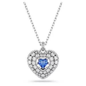 Swarovski Idyllia Pendant Necklace Heart, Blue, Rhodium Plated 5680403 - Picture 1 of 5