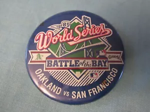 TWO 1989 World Series Pinback Buttons Oakland A's San Francisco Giants - Picture 1 of 3