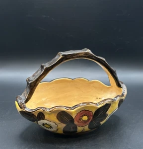 Vintage *RAR* Italienischer handgefertigter Keramikkorb handbemalt und signiert - Bild 1 von 5