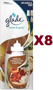 8PCS GLADE SENSE & SPRAY REFILL SANDALWOOD & JASMIN DEODORANT ENVIRONMENT 18ML - Picture 1 of 3
