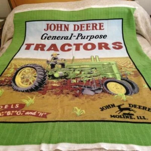 Advertising John Deere General Purpose Tractors, Throw, Blanket 48in x 32in - Picture 1 of 6