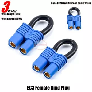 3pcs RC EC3 Bind Plug Loop Connector Short Circut Battery Jumper Cable 6CM 16AWG - Picture 1 of 5