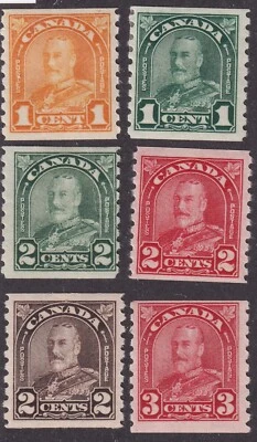 MATT'S STAMPS CANADA SCOTT #178-183 GEORGE V COIL ISSUES SET OF 1930-31 MH CV$87 - Image 1 of 2