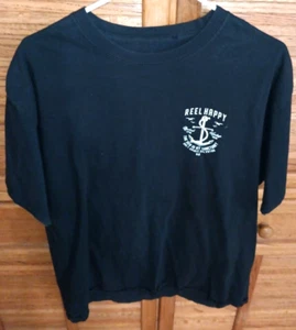 Reel Happy Fishing T-Shirt Mens XL Tee Shirt Black The Sea Is My Sanctuary - Imagen 1 de 6