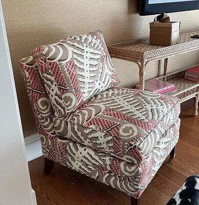 Tela Alan Campbell para helechos cuadrilla en marrón cinabrio sobre crudo - ¡9 yardas!! Foto 1 de 3