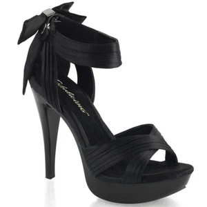 PLEASER CTAIL568/BSA/M Black Satin Criss Cross Platform 5" Heel Sandals Shoes - Picture 1 of 6