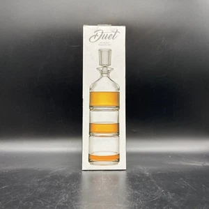 Godinger Duet Shannon crystal stacking decanter and glasses with box - Picture 1 of 8