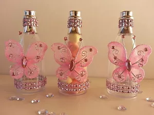 Decorazione baby shower | Set di 12 bombolette champagne farfalla rosa | Ragazza - Foto 1 di 10