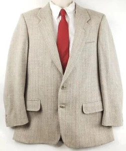 Farah Clothing Co Blazer Sport Coat Mens 42R Ivory Wool Lined Notch Lapel - Picture 1 of 14