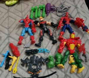 Hasbro Marvel Super Hero Mashers Mixed Lot 2 Spiderman, Hawkeye And Pieces 