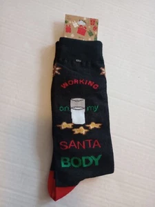 NWT K Bell Men Socks Crew Santa BOD Christmas Holiday Red Green - Shoe Sz 6.5-12 - Picture 1 of 4