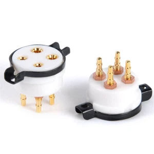 2 Stück Teflon Gold Pin 4Pin 300B 2A3 811 801 101 Röhrensockel für Röhrenverstärker - Bild 1 von 4