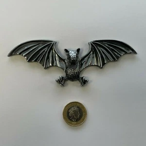 CHROME BAT Emblem : Motorcycle/Chopper Stick-On Metal Solid Sticker: M31801 - Picture 1 of 3