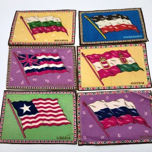 Antiguo lote de 6 banderas de franela de fieltro de tabaco para cigarros 8" X 5,5 - Imagen 1 de 16