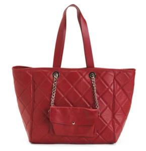 LAURA DI MAGGIO Made in Italy Leather 2 in 1 Quilted Tote Handbag Red MSRP $199 - Picture 1 of 5