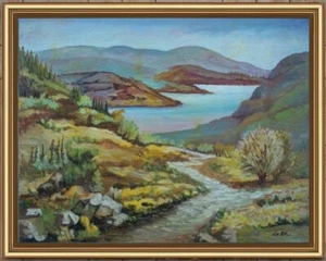 NAIFE KUNST MARINE ZERKLÜFTETE KÜSTE FLUSS Ölgemälde ENRICO COPETTA COEN 1925-89 - Bild 1 von 2
