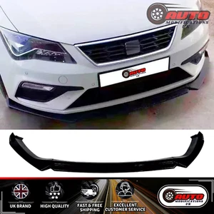 SEAT Leon MK3 5F Front Splitter Lip Spoiler Body Kit Gloss Black 2013-2020 - Picture 1 of 8