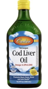 Wild Norwegian Cod Liver Oil 16.9 fl oz (500 ml) Choose UnFlavored OR Lemon - Picture 1 of 2