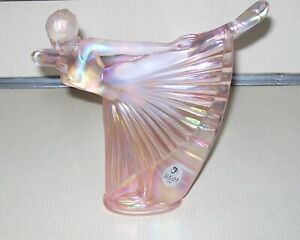 Fenton Pink Iridescent Carnival Glass Natalie Ballerina Figurine with Label