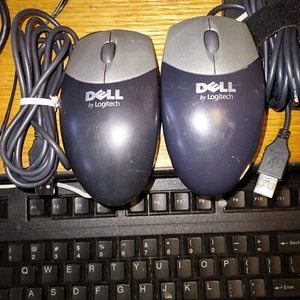 DELL BY Logitech Black and Silver USB ROLLER BALL MOUSE - Picture 1 of 3