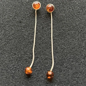 Orecchini a goccia in argento sterling 925 ambra alti 2,5" - Foto 1 di 4